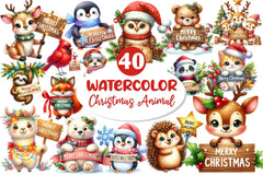 Merry Christmas Animals Clipart Bundle - CraftNest - Digital Crafting and Art
