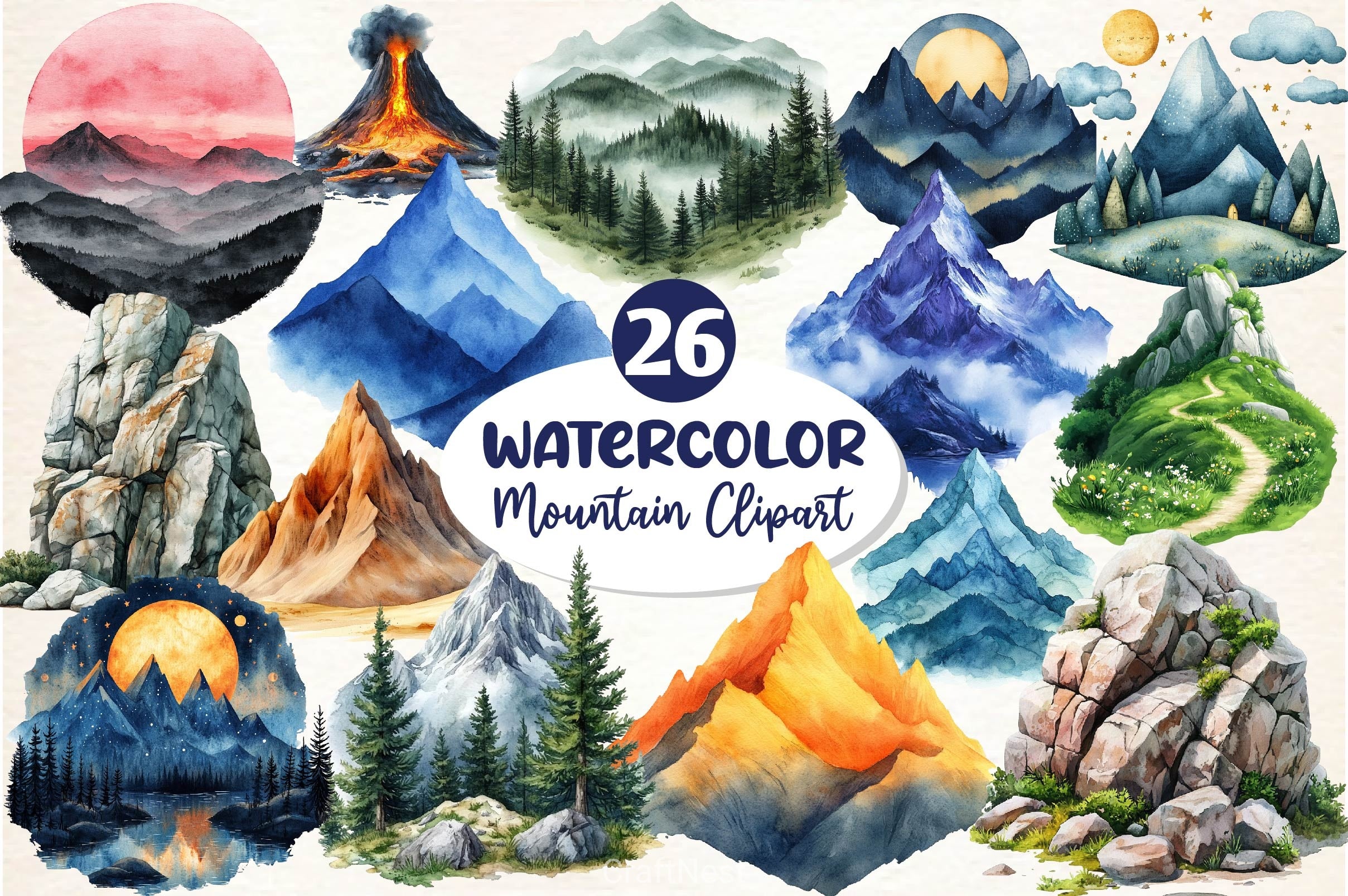 Mountain Clipart Bundle 3 - CraftNest - Digital Crafting and Art