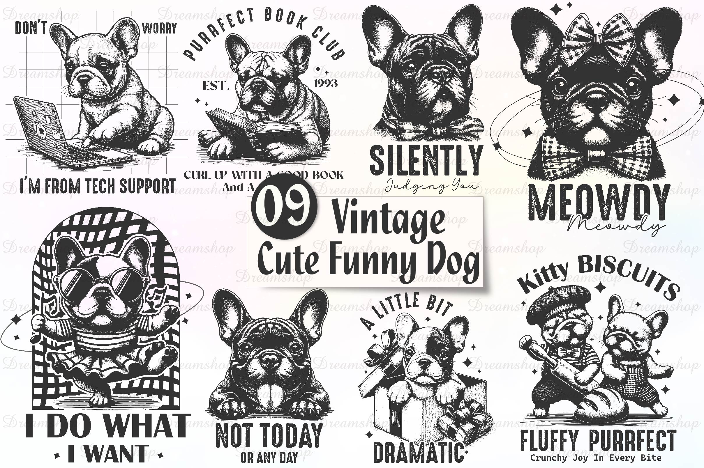 Vintage Funny Dog Clipart Bundle - CraftNest - Digital Crafting and Art