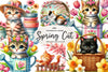 Spring Cat Clipart Bundle