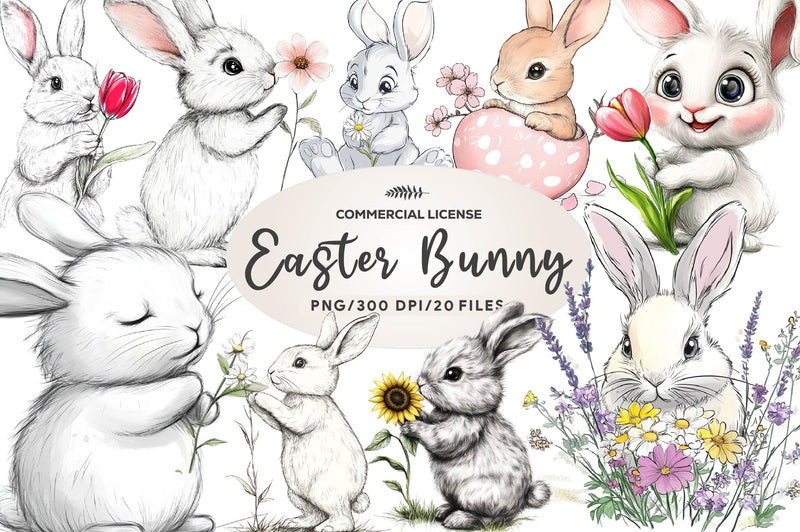 Cute Easter Bunny Clipart Bundle 2 - CraftNest - Digital Crafting and Art