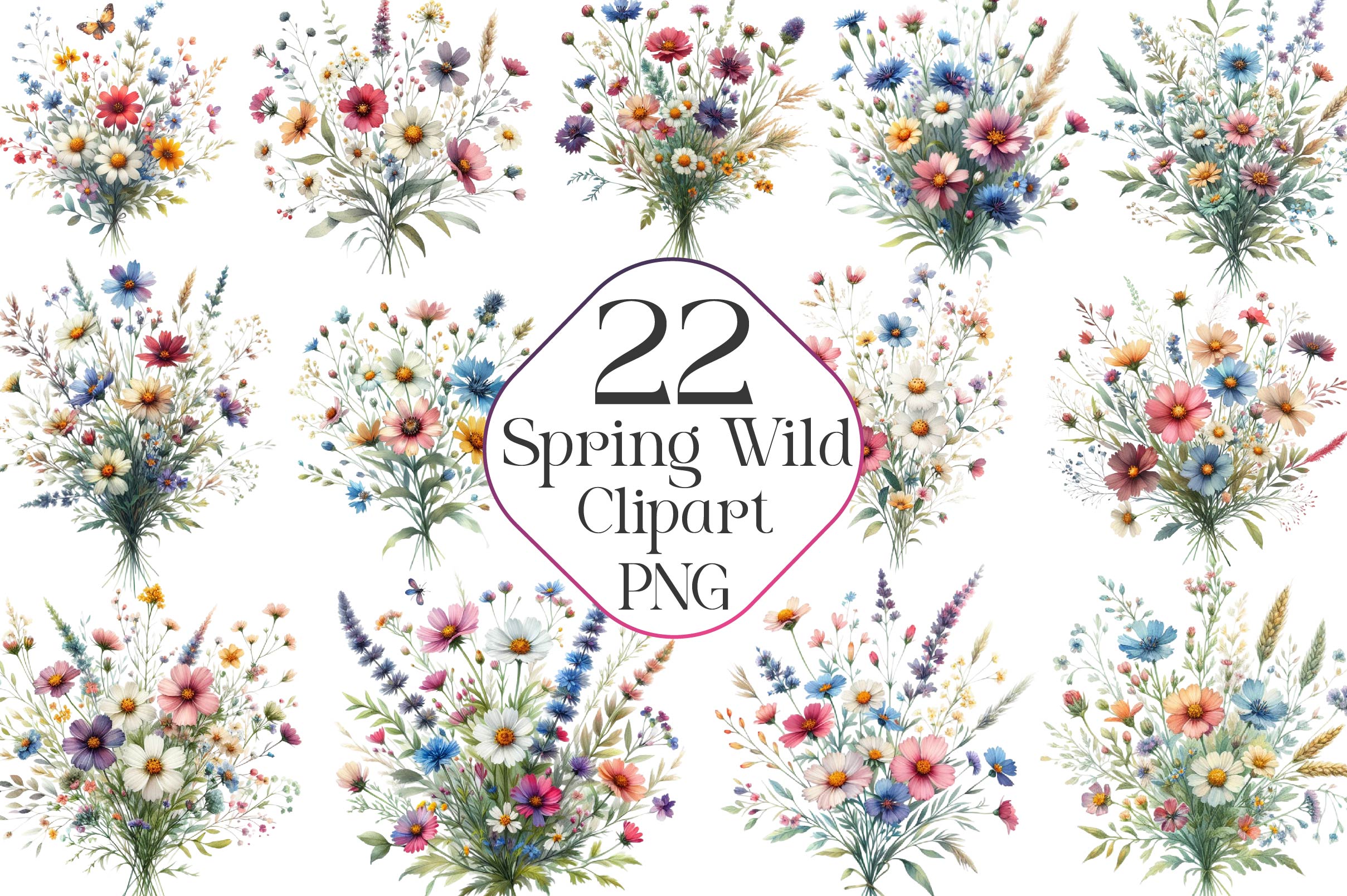 Spring Wild Flowers Clipart Bundle - CraftNest - Digital Crafting and Art
