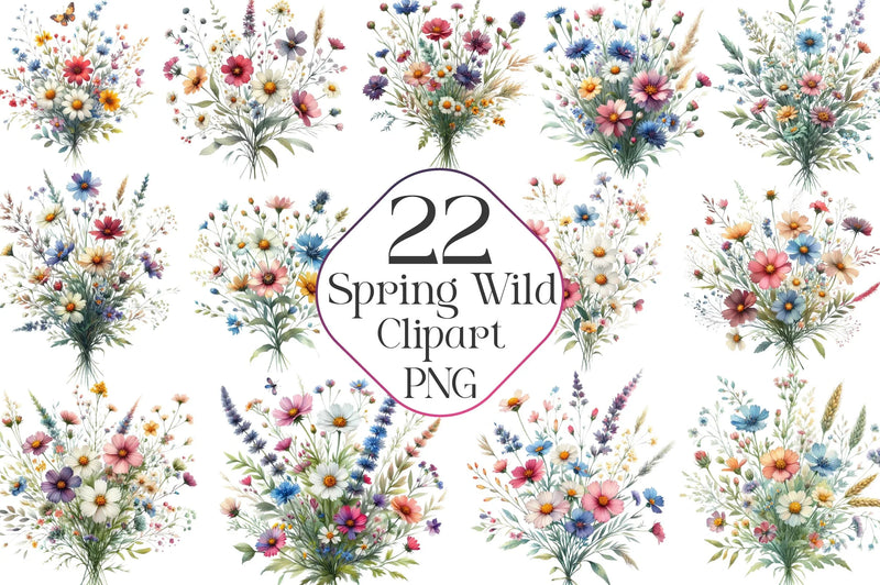 Spring Wild Flowers Clipart Bundle - CraftNest - Digital Crafting and Art