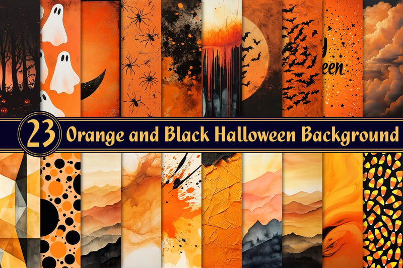 Orange And Black Halloween Background Clipart Bundle - CraftNest - Digital Crafting and Art
