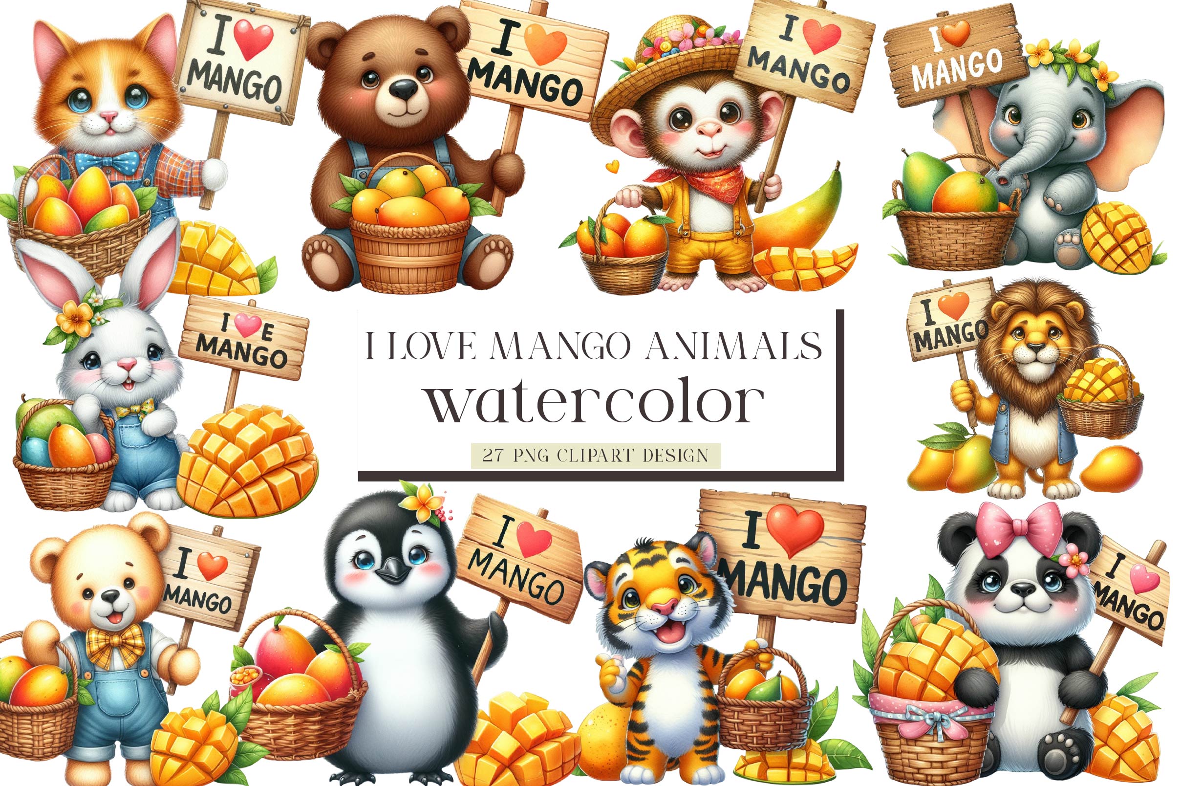 I Love Mango Animals Crochet 'S Clipart Bundle - CraftNest - Digital Crafting and Art