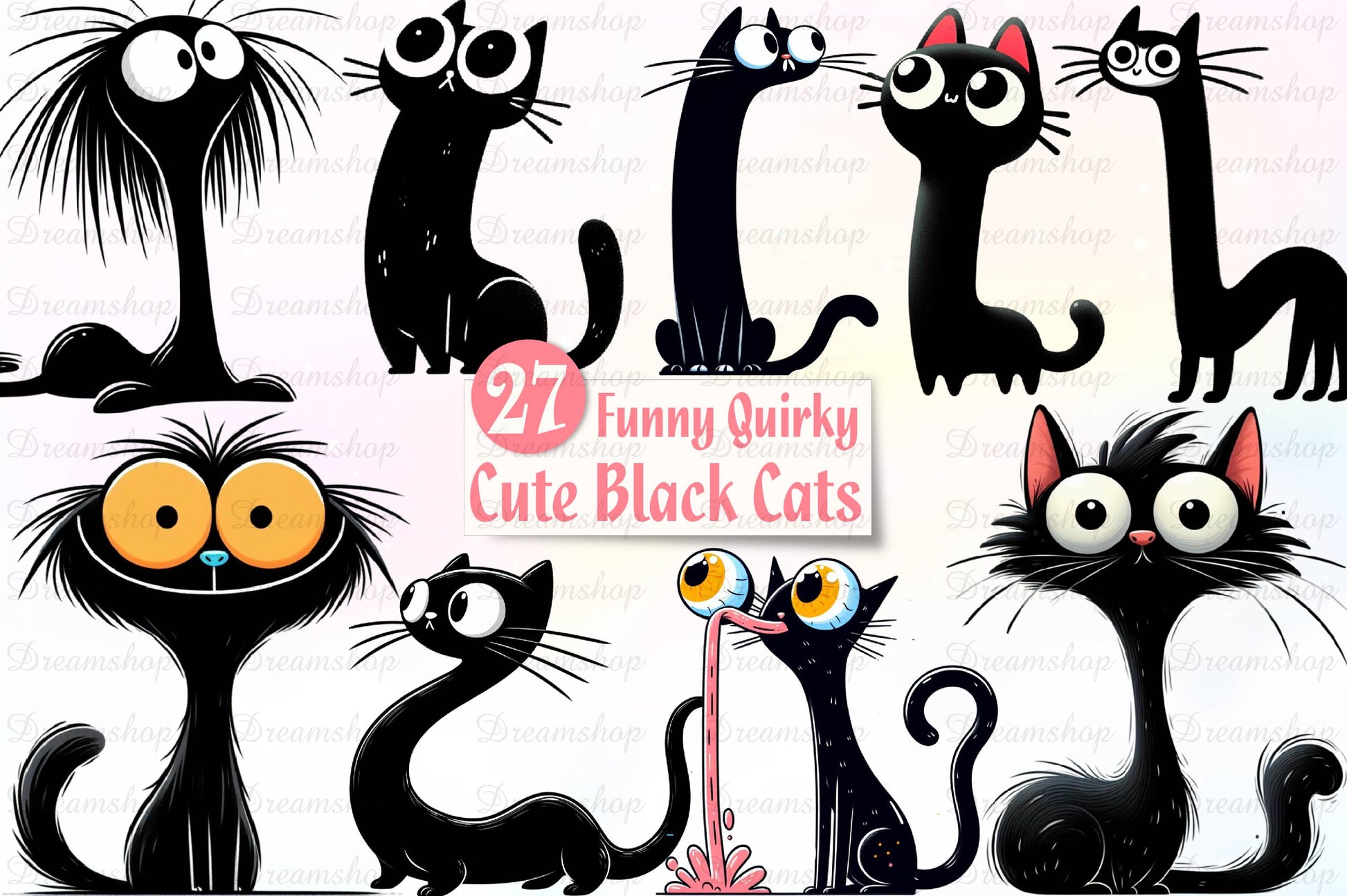 Funny Quirky Black Cats Clipart Bundle - CraftNest - Digital Crafting and Art
