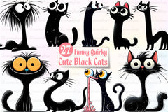 Funny Quirky Black Cats Clipart Bundle - CraftNest - Digital Crafting and Art