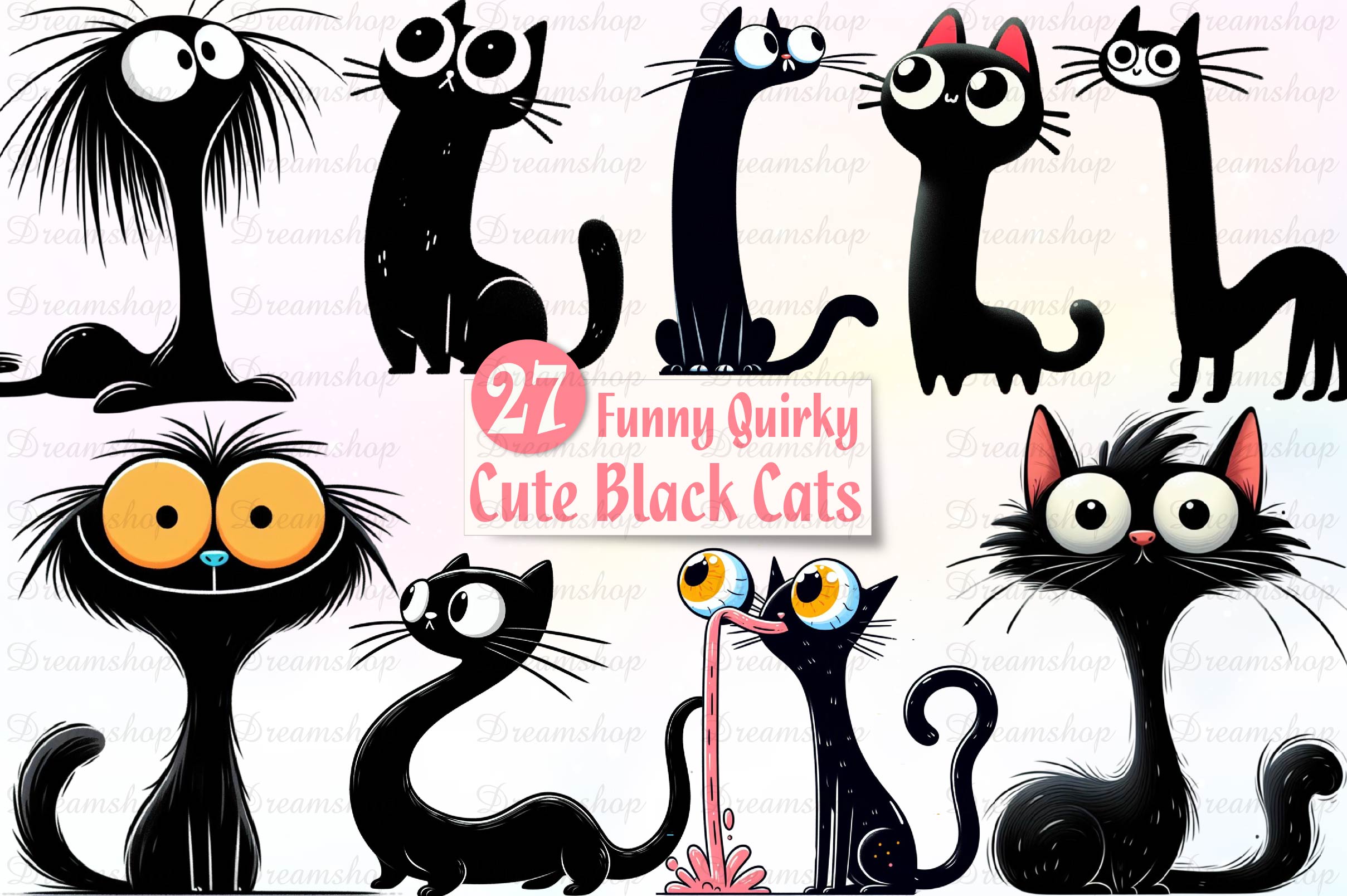 Funny Quirky Black Cats Clipart Bundle - CraftNest - Digital Crafting and Art