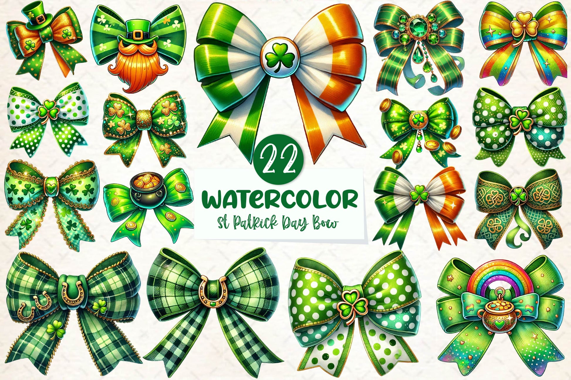 St Patricks Day Bow Clipart Bundle 1 - CraftNest - Digital Crafting and Art