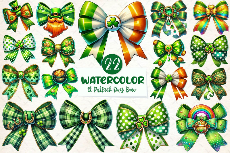 St Patricks Day Bow Clipart Bundle 1 - CraftNest - Digital Crafting and Art