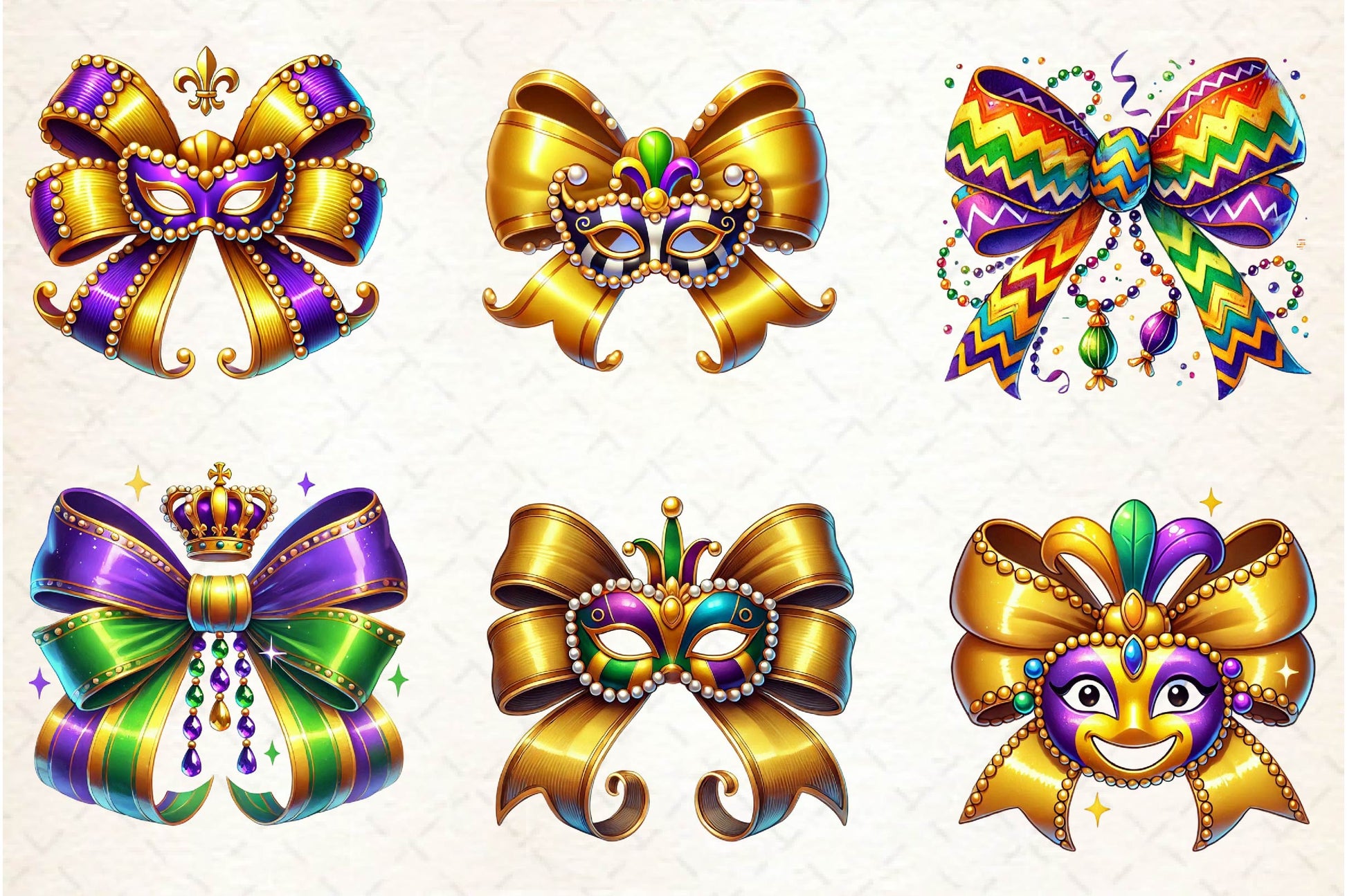 Mardi Gras Bow Clipart Bundle - CraftNest - Digital Crafting and Art