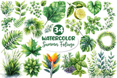 Green Summer Foliage Clipart Bundle 2 - CraftNest - Digital Crafting and Art