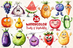 Funny Fruits Vegetables Clipart Bundle 2 - CraftNest - Digital Crafting and Art
