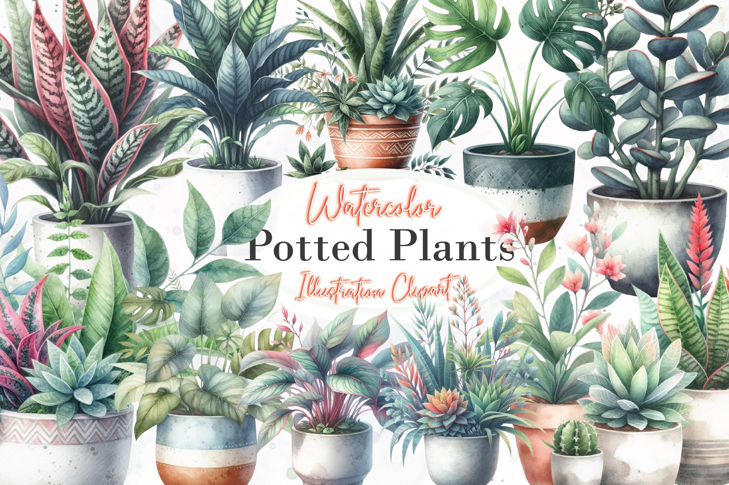 Potted Plants Clipart Bundle 1 - CraftNest - Digital Crafting and Art