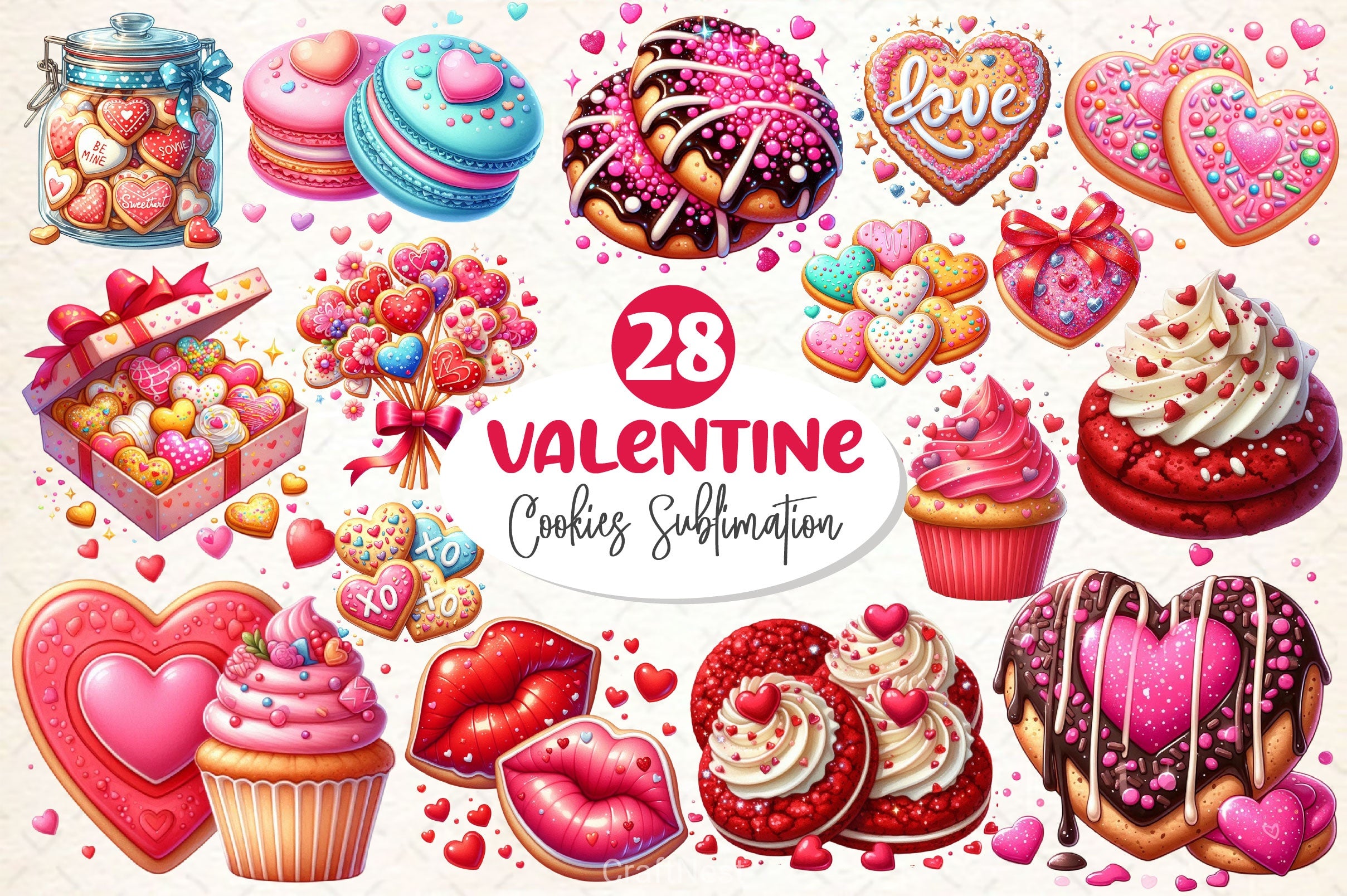 Valentine Cookies Clipart Bundle 2 - CraftNest - Digital Crafting and Art