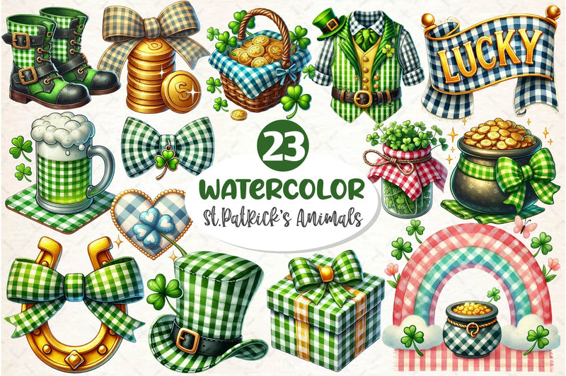 St Patrick Gingham Clipart Bundle - CraftNest - Digital Crafting and Art