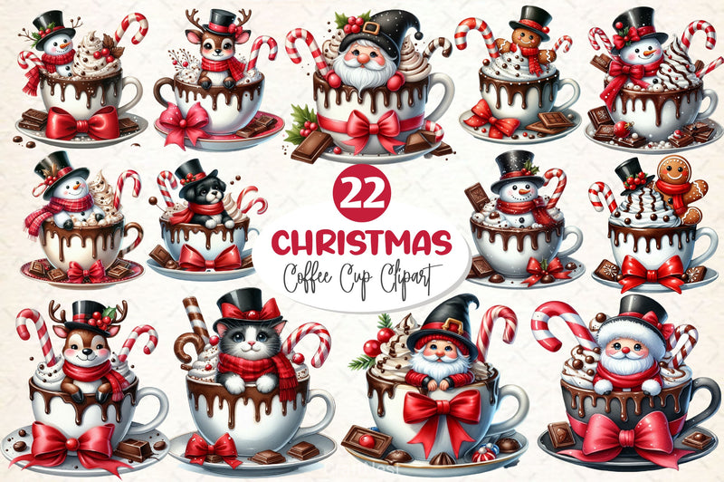 Christmas Hot Cocoa Cup Clipart Bundle - CraftNest - Digital Crafting and Art