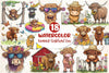 Summer Highland Cow Clipart Bundle
