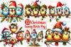 Christmas Funny Birds On Branch Clipart Bundle