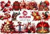 Dark Red Autumn Clipart Bundle