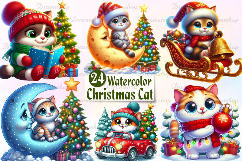 Christmas Cat Clipart Bundle - CraftNest - Digital Crafting and Art