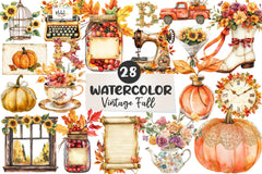Beautiful Vintage Fall Clipart Bundle - CraftNest - Digital Crafting and Art