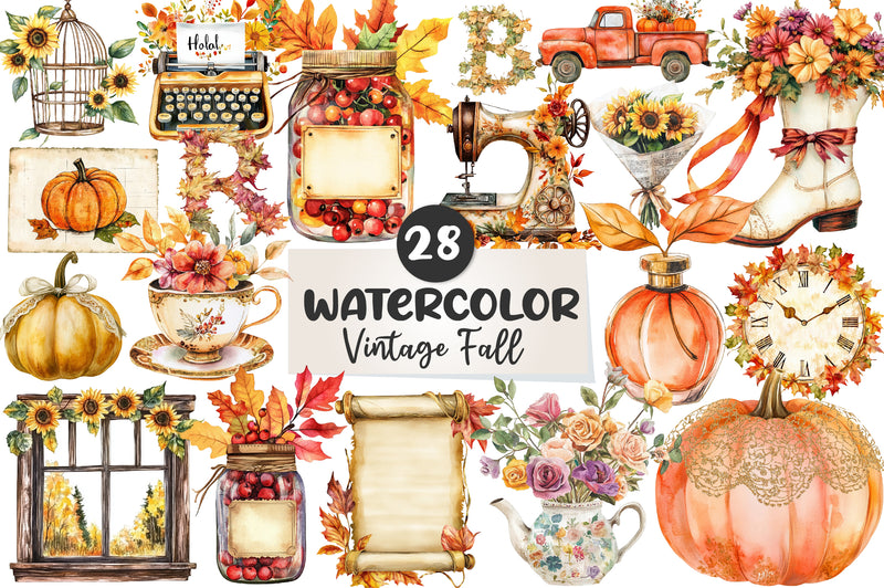 Beautiful Vintage Fall Clipart Bundle - CraftNest - Digital Crafting and Art