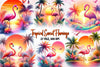 Tropical Sunset Flamingo Clipart Bundle