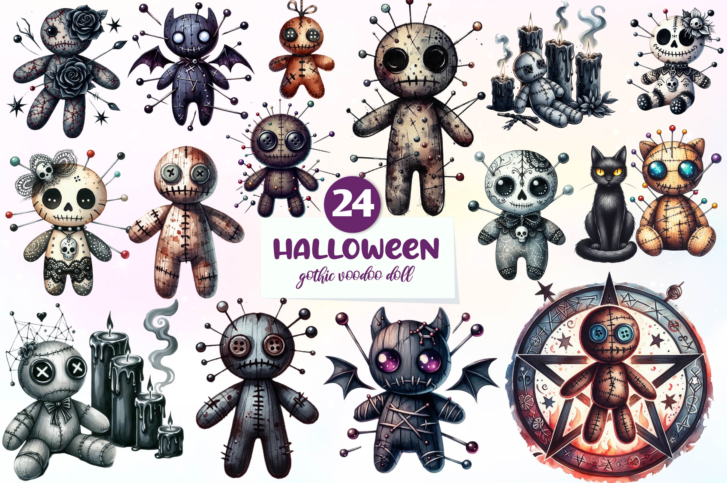 Halloween Gothic Voodoo Doll Clipart Bundle - CraftNest - Digital Crafting and Art