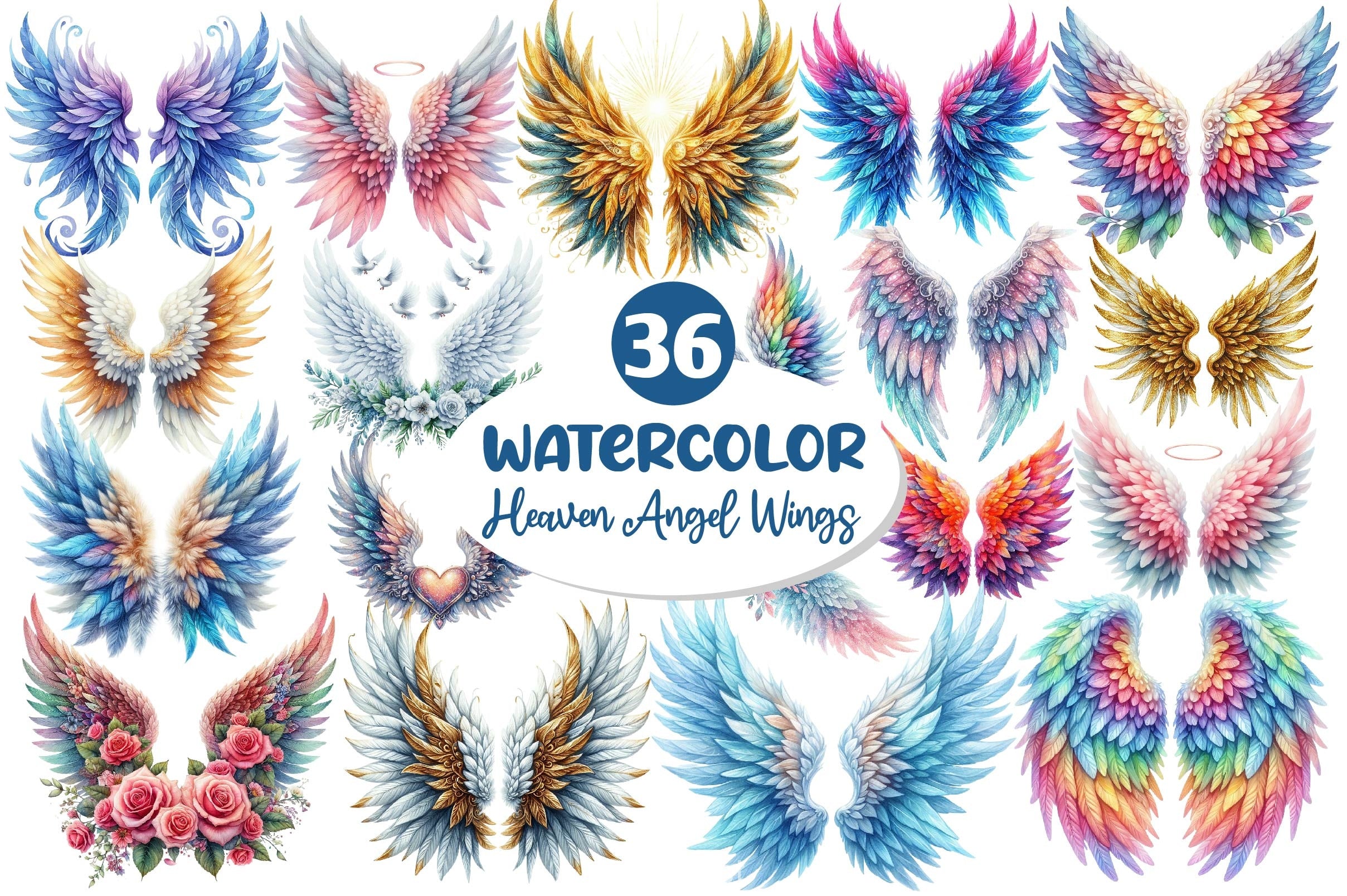 Heaven Angel Wings Clipart Bundle - CraftNest - Digital Crafting and Art