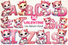 Valentine Cats Alphabet Clipart Bundle
