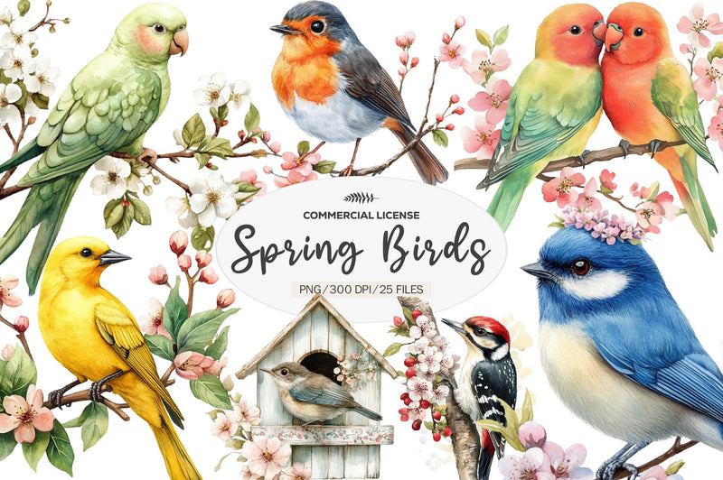 Spring Birds Clipart Bundle 1 - CraftNest - Digital Crafting and Art