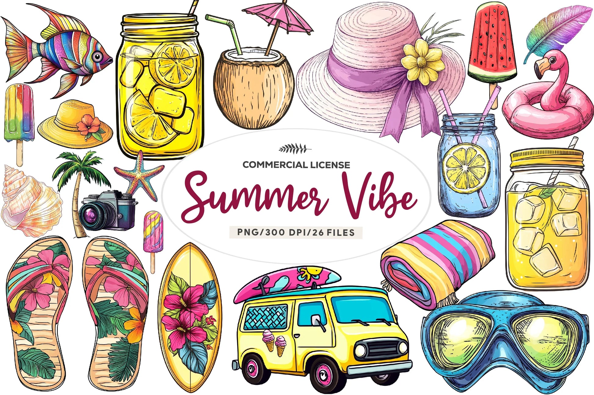 Summer Vibe Clipart Bundle 1 - CraftNest - Digital Crafting and Art