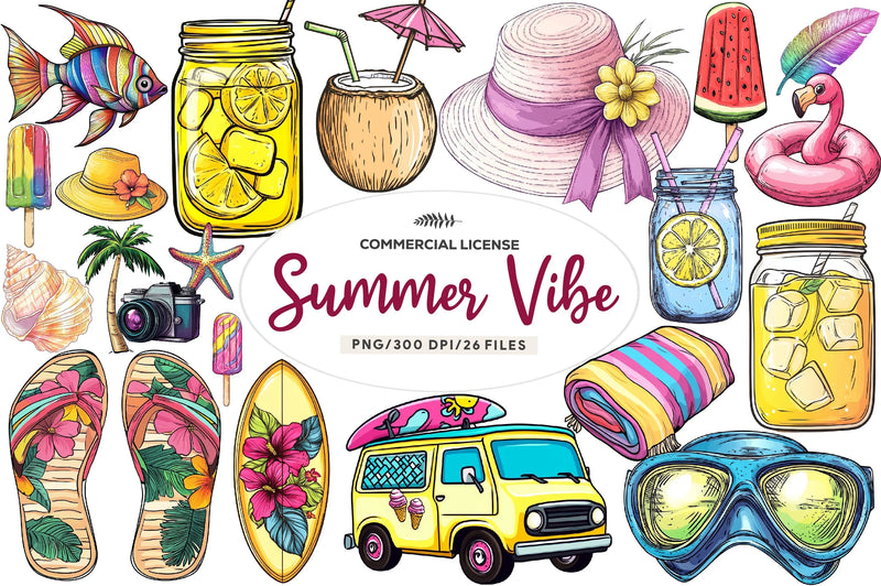 Summer Vibe Clipart Bundle 1 - CraftNest - Digital Crafting and Art