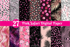 Pink Safari Digital Paper - CraftNest - Digital Crafting and Art