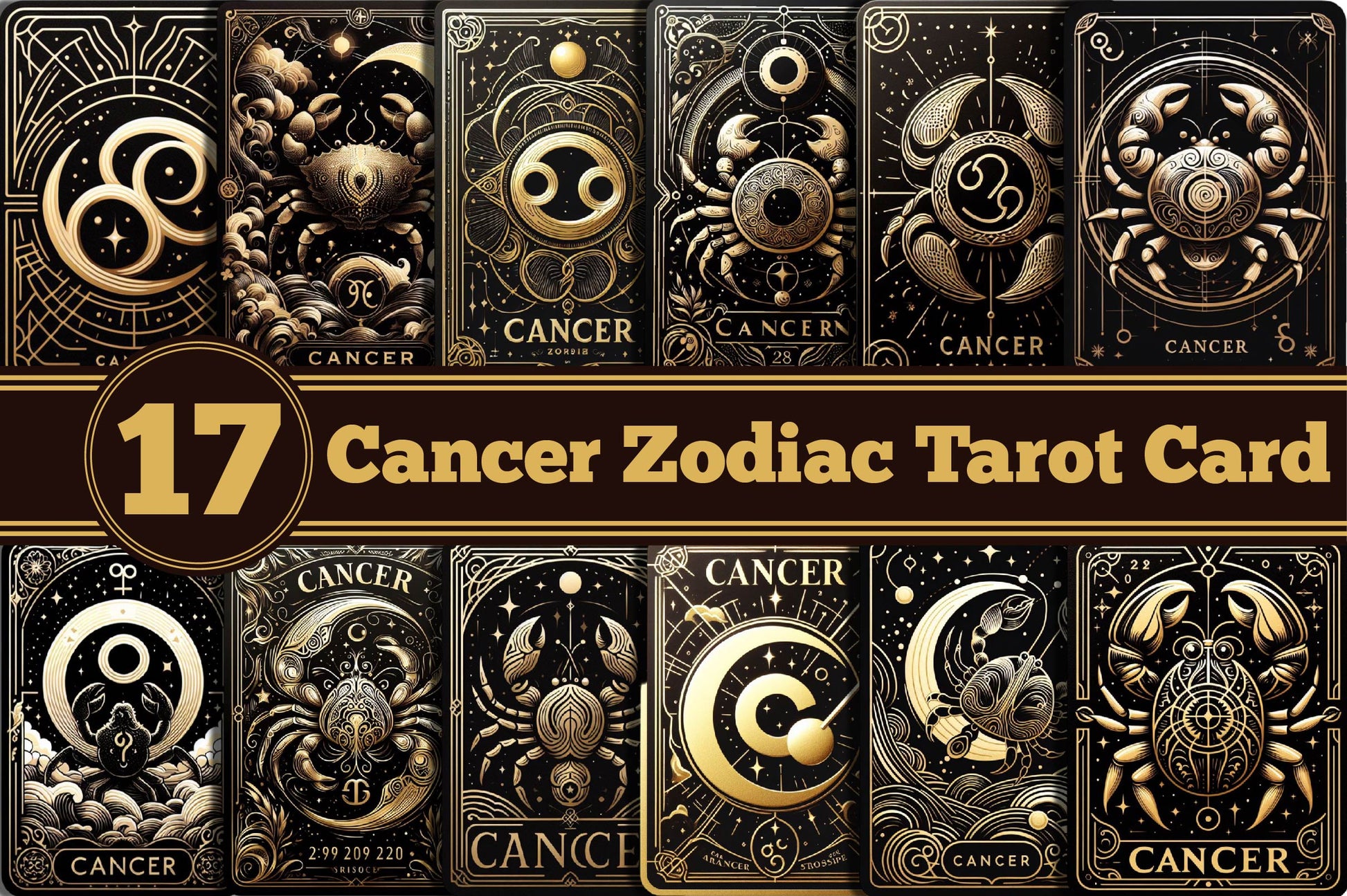 Cancer Zodiac Card Tarot Clipart Bundle - CraftNest - Digital Crafting and Art