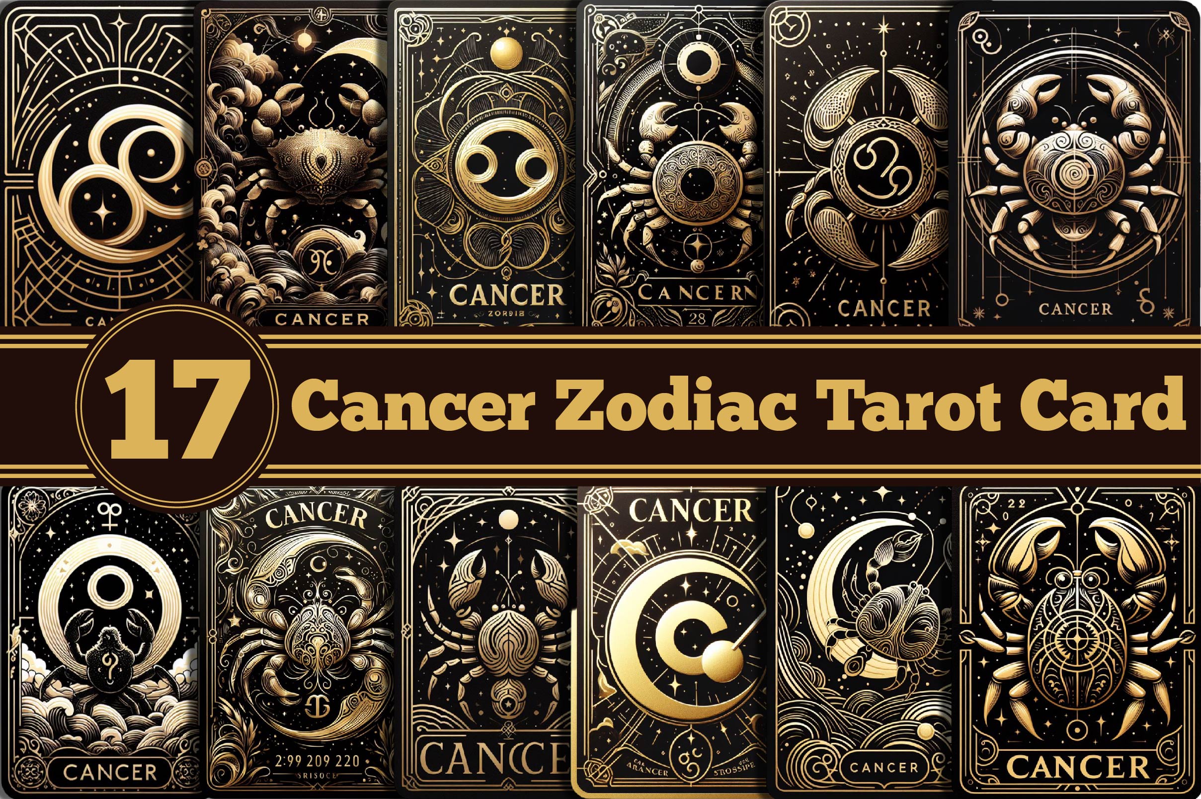 Cancer Zodiac Card Tarot Clipart Bundle - CraftNest - Digital Crafting and Art