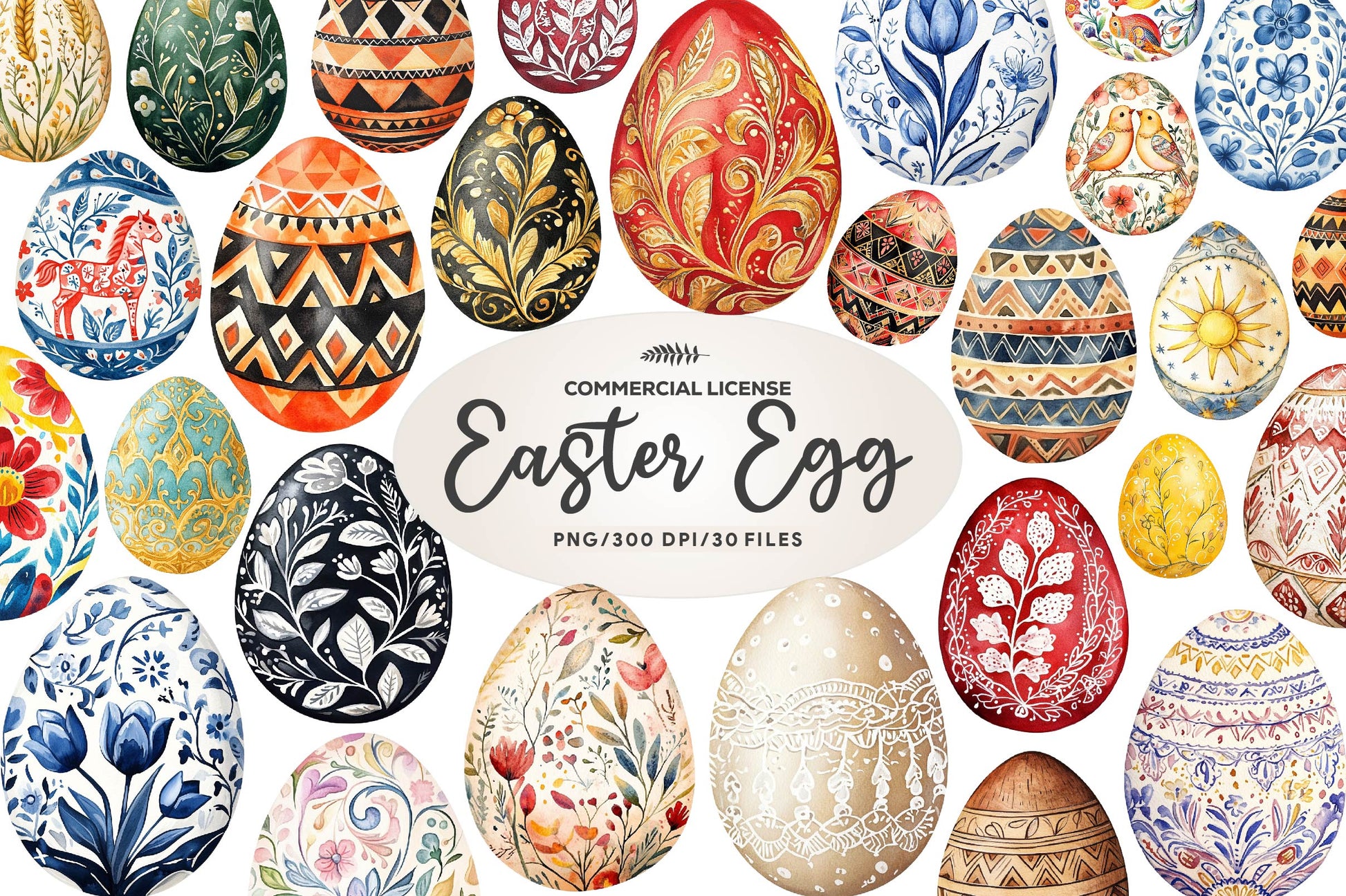 Traditional Easter Egg Folk Clipart Bundle - CraftNest - Digital Crafting and Art