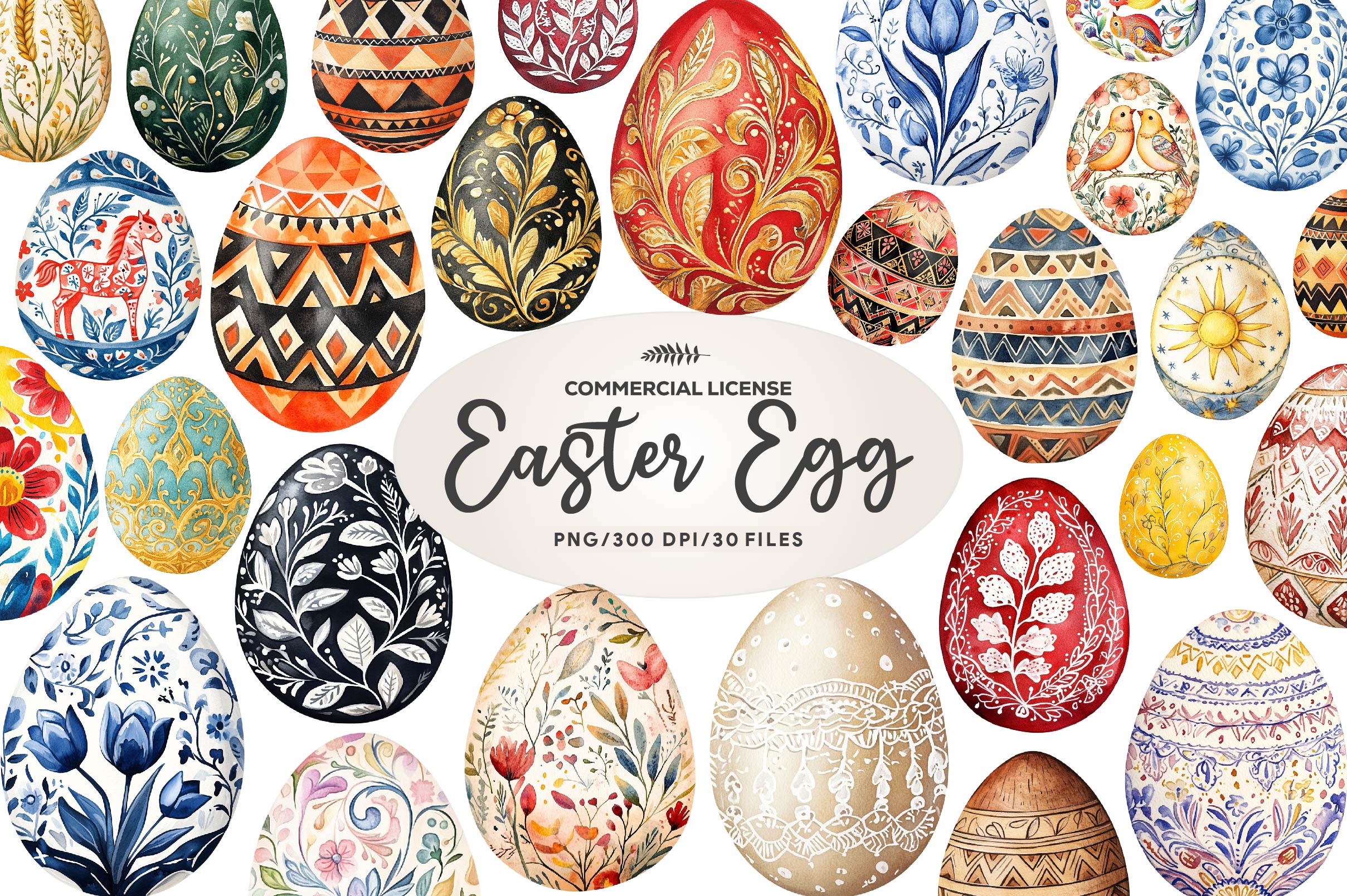 Traditional Easter Egg Folk Clipart Bundle - CraftNest - Digital Crafting and Art
