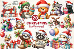 Christmas Birthday Animals Clipart Bundle - CraftNest - Digital Crafting and Art