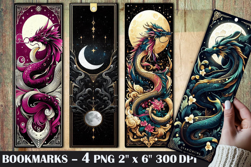 Dragons Bookmark Mystic Dragon Bookmark - CraftNest - Digital Crafting and Art