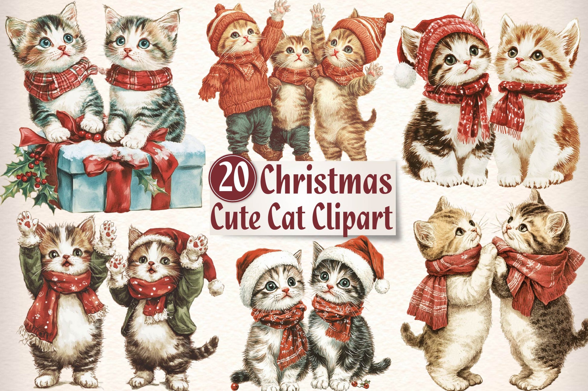 Cat Cute Christmas Clipart Bundle - CraftNest - Digital Crafting and Art