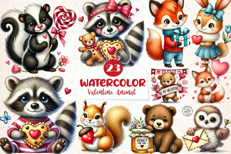 Valentine Woodland Animal Clipart Bundle - CraftNest - Digital Crafting and Art