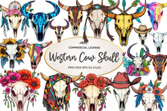 Western Cow Skull Clipart Bundle - CraftNest - Digital Crafting and Art
