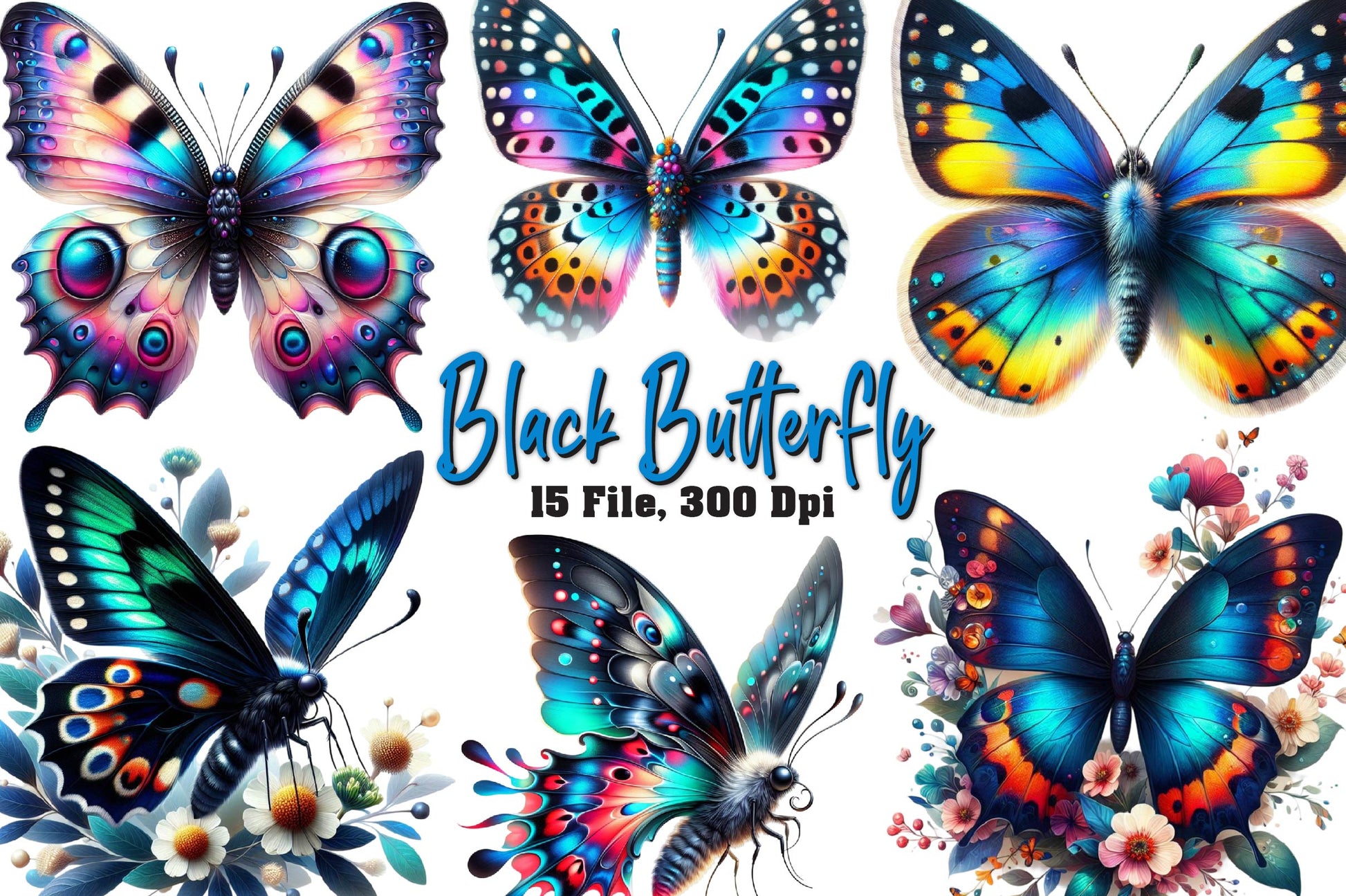 Black Butterfly Clipart Bundle - CraftNest - Digital Crafting and Art