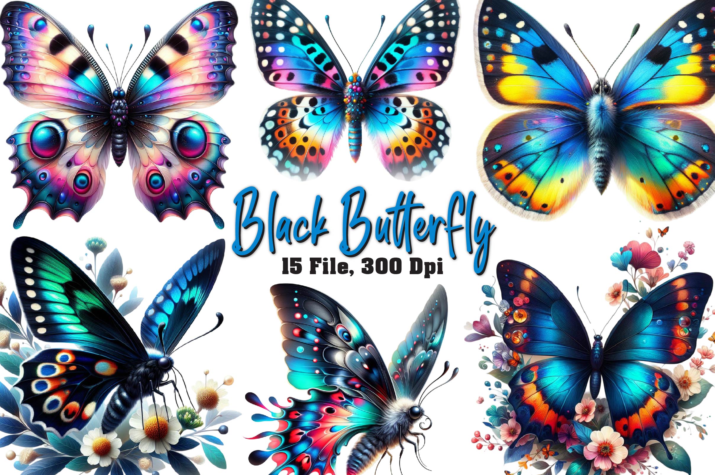 Black Butterfly Clipart Bundle - CraftNest - Digital Crafting and Art