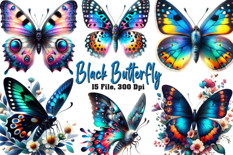 Black Butterfly Clipart Bundle - CraftNest - Digital Crafting and Art