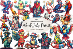 Patriotic 4th Of July Parrot Clipart Bundle - CraftNest - Digital Crafting and Art