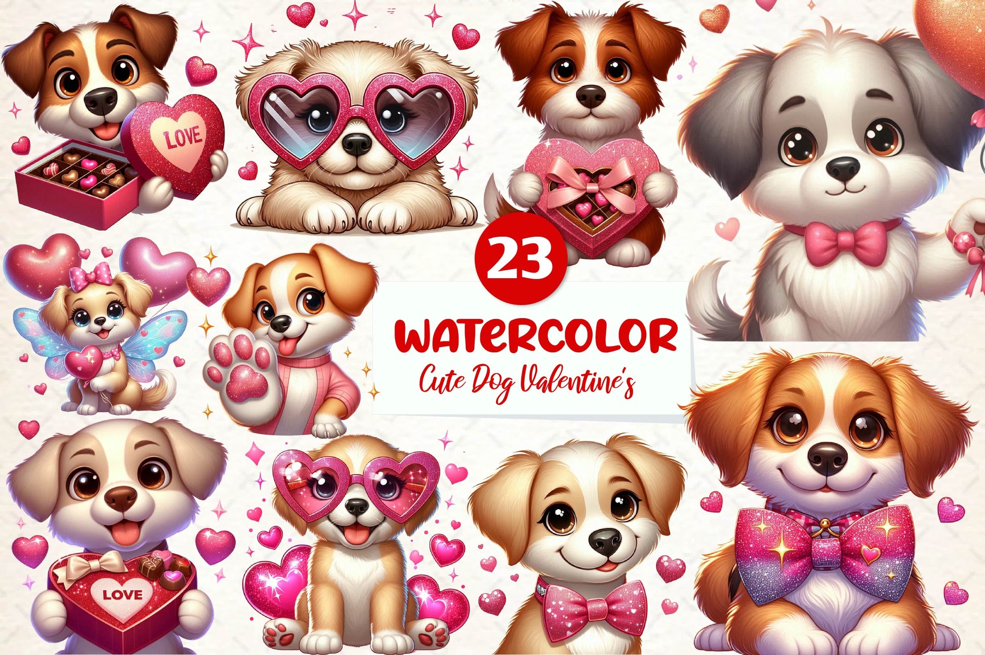 Cute Dog Valentine's Day Clipart Bundle - CraftNest - Digital Crafting and Art