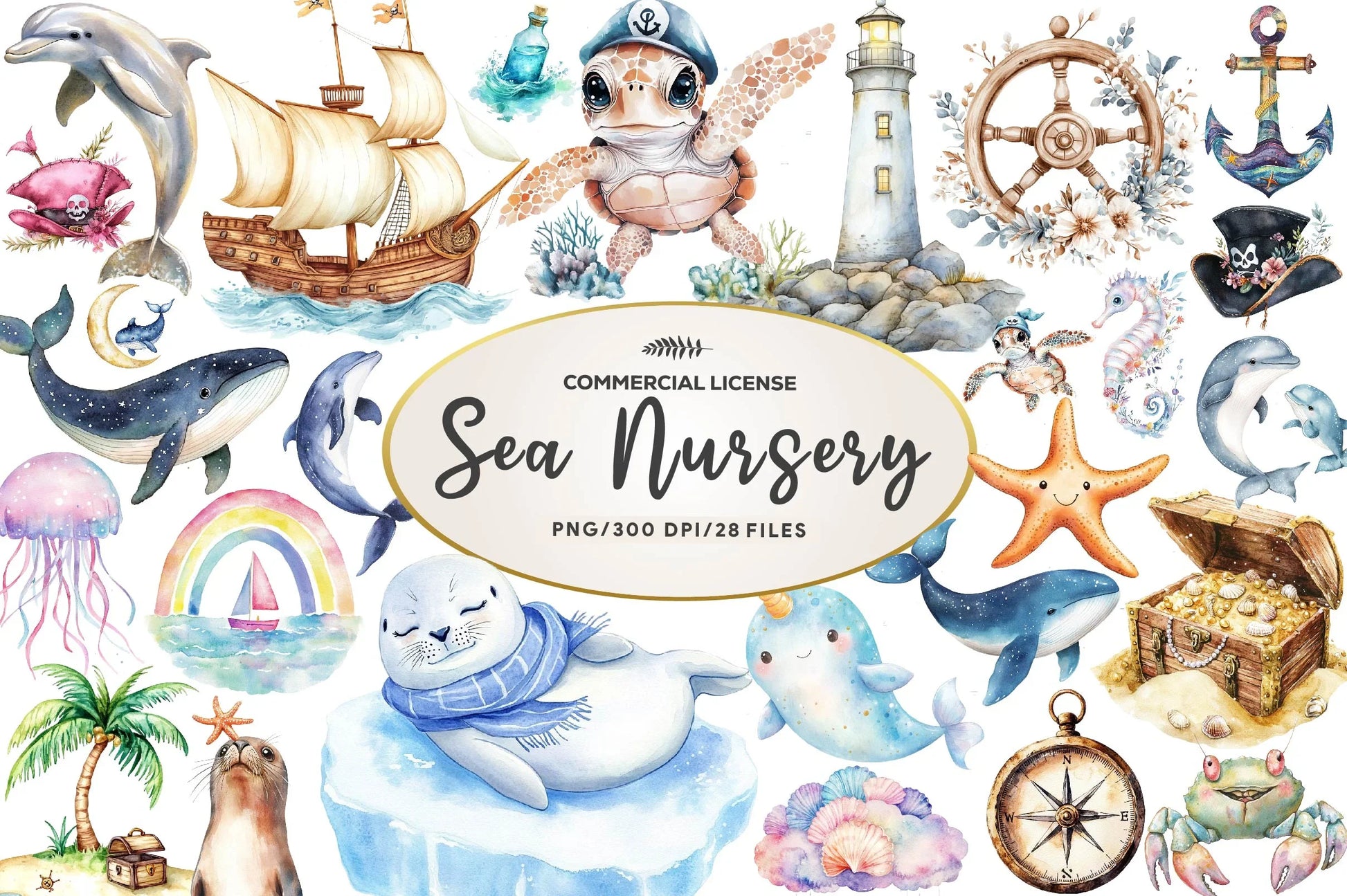 Adventure At Sea Nursery Clipart Bundle - CraftNest - Digital Crafting and Art